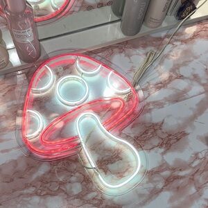 Red and White Mushroom Neon Light